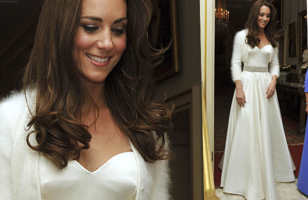  chose a Sarah Burton for Alexander McQueen gown for her reception