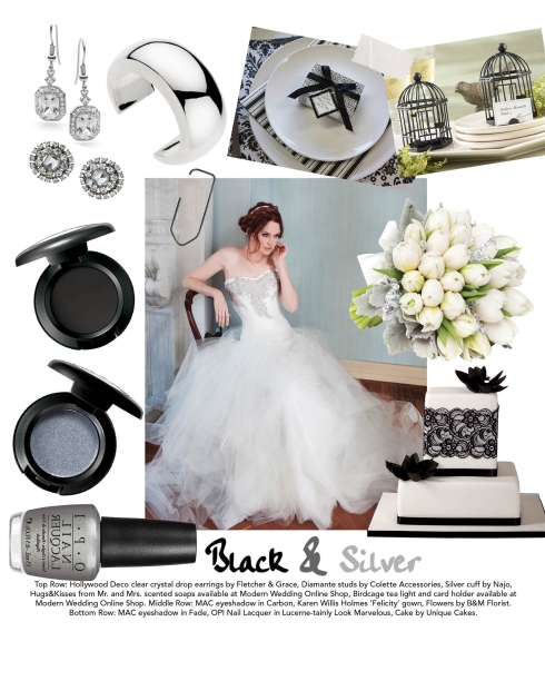 Check out the inspiration board below Hints for a black silver wedding 